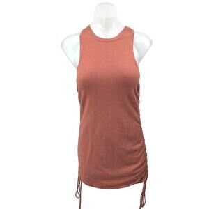 525 Brown Knit Sleeveless Ruched Cami Camisole Mini Tank Sweater Dress Size S